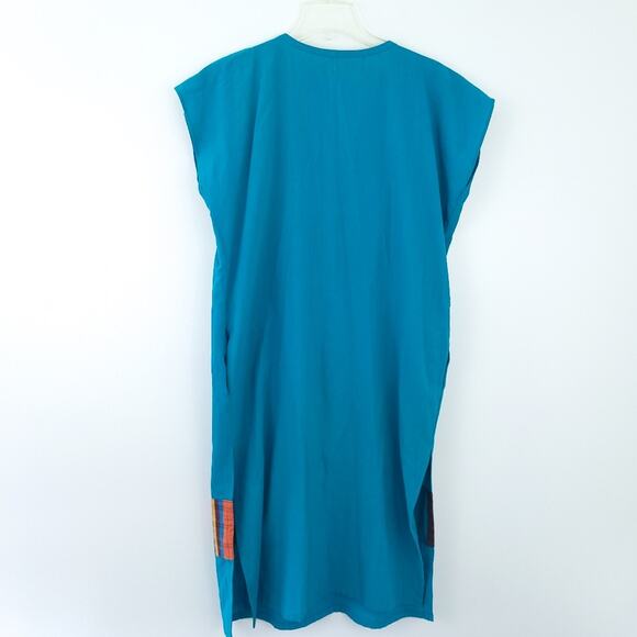Fabiola Calvo Midi Dress Arte Textile Blue Small Mexican Designer Summer Bright - Picture 3 of 9